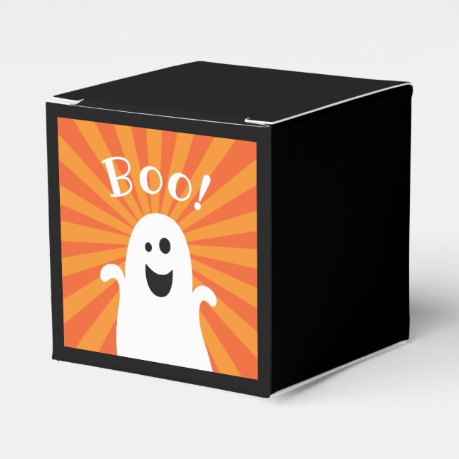 Funny Cute Ghost Boo Haunted Happy Halloween Party Favor Boxes (Front Side)