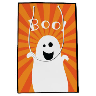 Funny Cute Ghost Boo Haunted Happy Halloween Party Medium Gift Bag