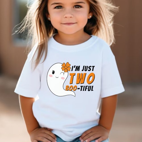 Funny Cute Ghost Halloween 2 Year Old 2nd Birthday Baby T_Shirt