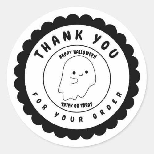 Funny Cute Ghost Halloween Thank You Customize Classic Round Sticker