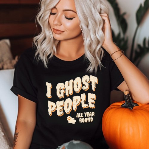 Funny Cute Ghost People Halloween Orange T_Shirt