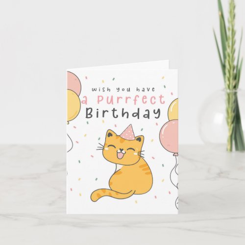 Funny Cute Ginger Cat Kitten Birthday Card