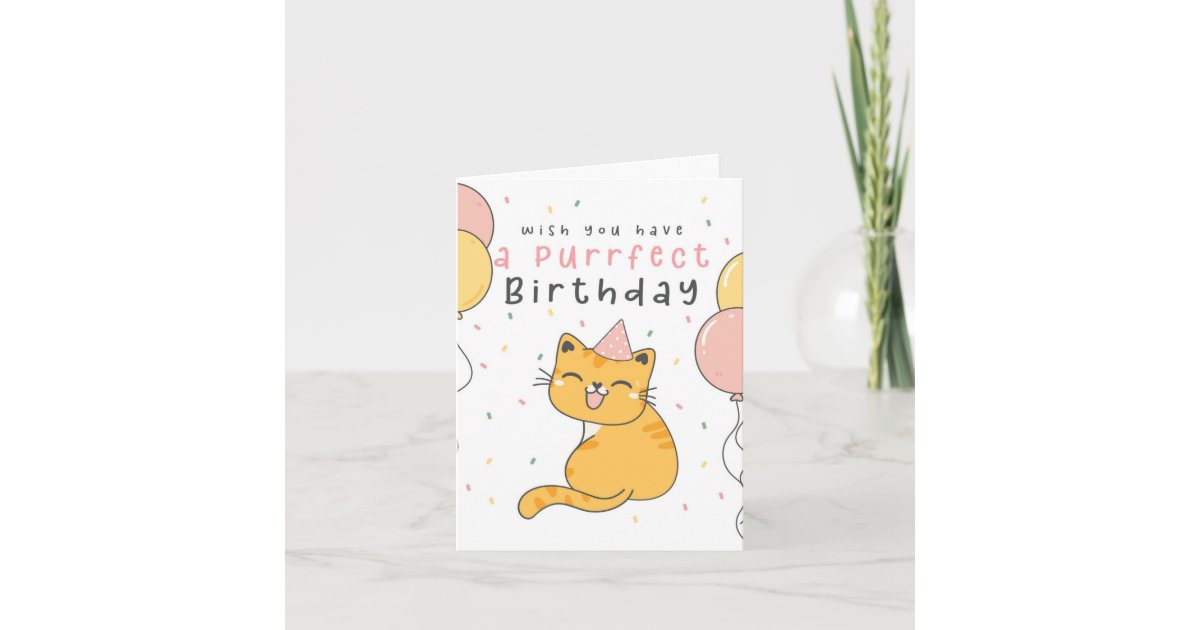 Funny Cute Ginger Cat Kitten Birthday Card | Zazzle