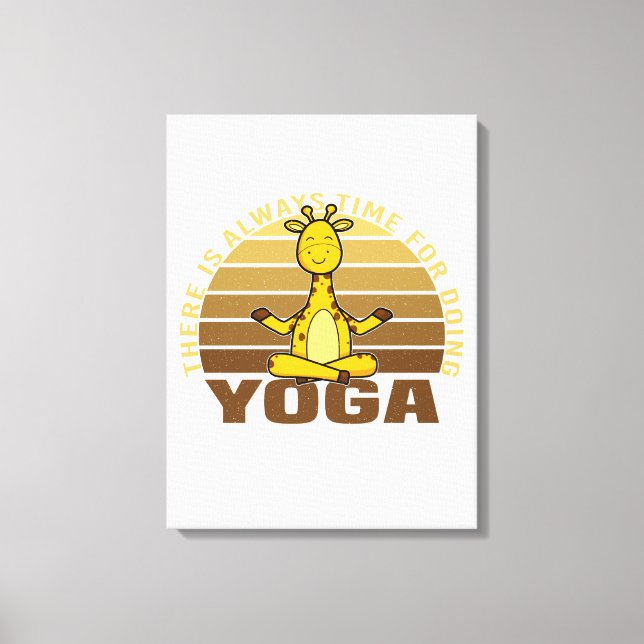 Funny cute giraffe doing yoga. funny yoga poses canvas print (Front)