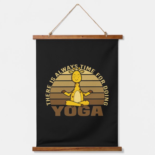Funny cute giraffe doing yoga. funny yoga poses hanging tapestry (Front)