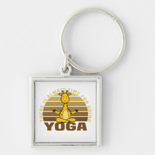 Funny cute giraffe doing yoga. funny yoga poses keychain