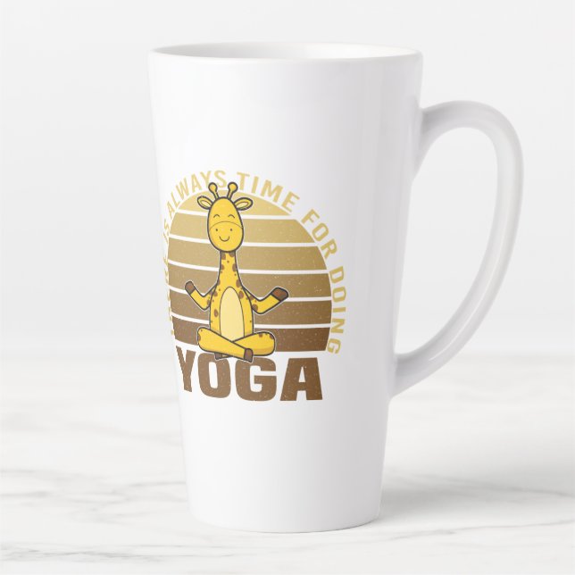 Funny cute giraffe doing yoga. funny yoga poses latte mug (Right)