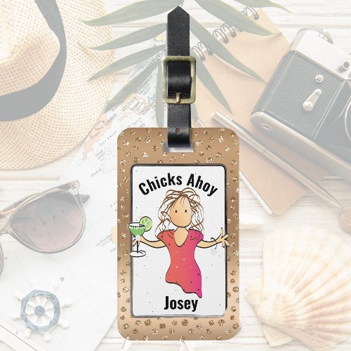 Funny Cute Glamorous for Her Chicks Ahoy Address Luggage Tag