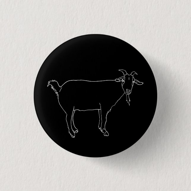 Funny Cute Goat Drawing Simple Quirky Animal Art Button (Front)