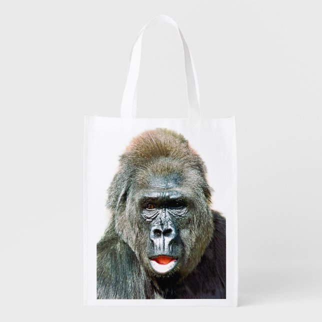 FUNNY CUTE GORILLA GROCERY BAG (Front)