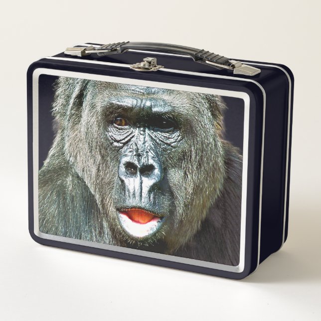 FUNNY CUTE GORILLA METAL LUNCH BOX (Front)