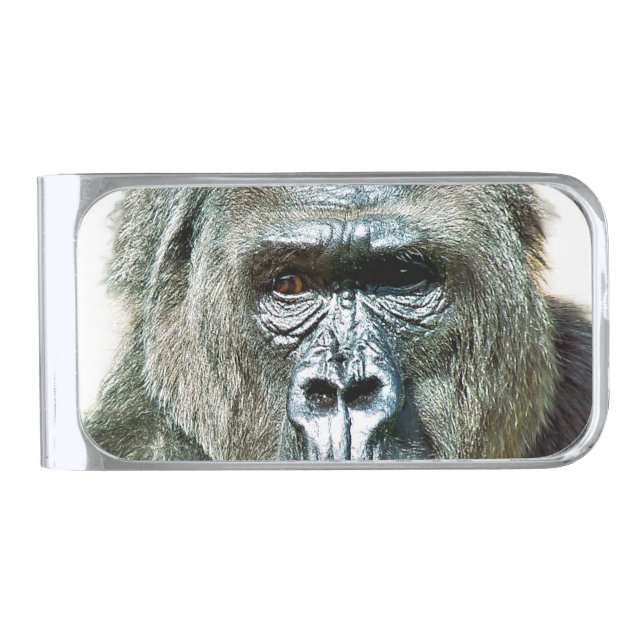 FUNNY CUTE GORILLA SILVER FINISH MONEY CLIP (Front)