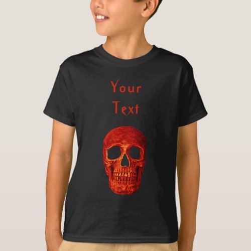 Funny Cute Goth Orange Gothic Skull Head T_Shirt