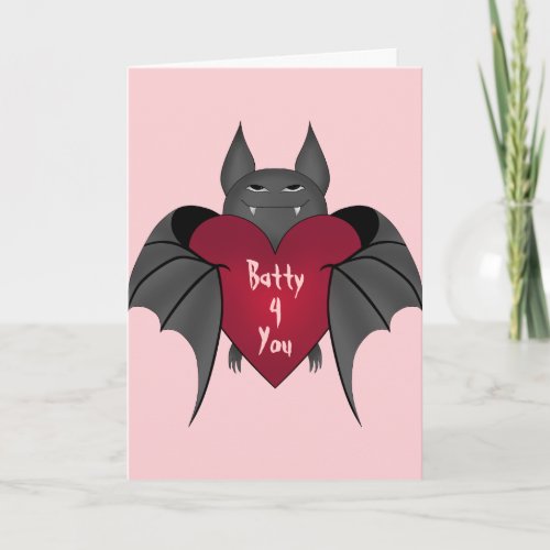 Funny cute goth Valentines Day batty for you Holiday Card