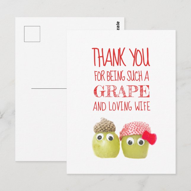 Funny cute grape wife Valentine's Day Postcard (Front/Back)