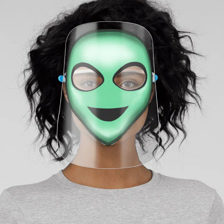 Funny Cute Green Alien Face Shield | Zazzle