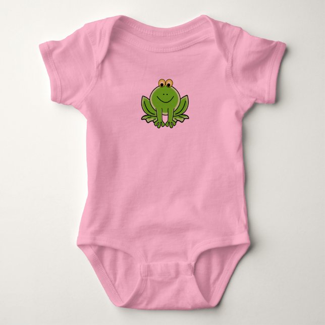 Funny Cute Green Cartoon Frog Animal Baby Bodysuit (Front)