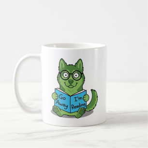 Funny Cute Green dog Go Away I'm Reading Coffee Mug