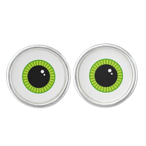 Funny Cute Green Eyeball Cufflinks