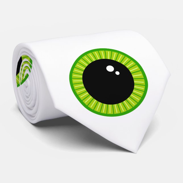 Funny Cute Green Eyeballs Neck Tie (Rolled)