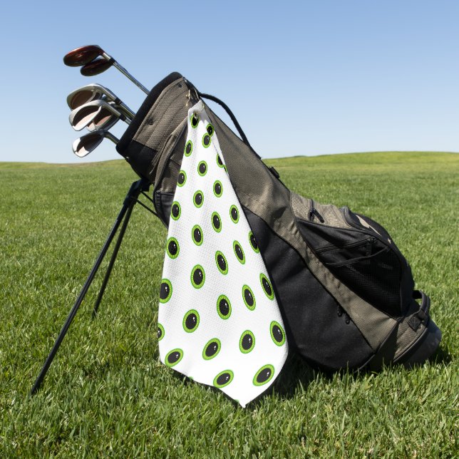 Funny Cute Green Eyes Golf Towel (Green)