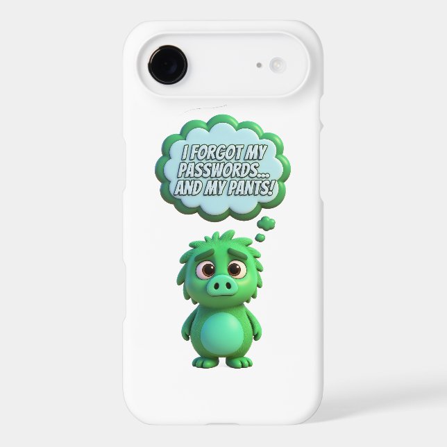 Funny Cute Green Monster Forgot Password Case (Back)