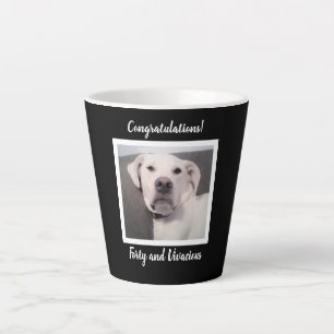 Funny Cute Grumpy White Dog 40th Birthday Black Latte Mug