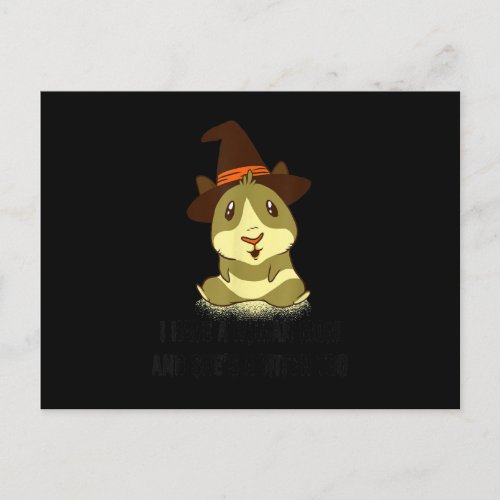 Funny Cute Guinea Pig Witch Hat Mom Halloween Cost Postcard