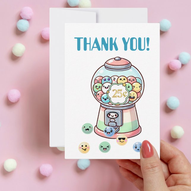 Funny Cute Gumball Machine,Custom Kids Birthday Thank You Card (Creator Uploaded)