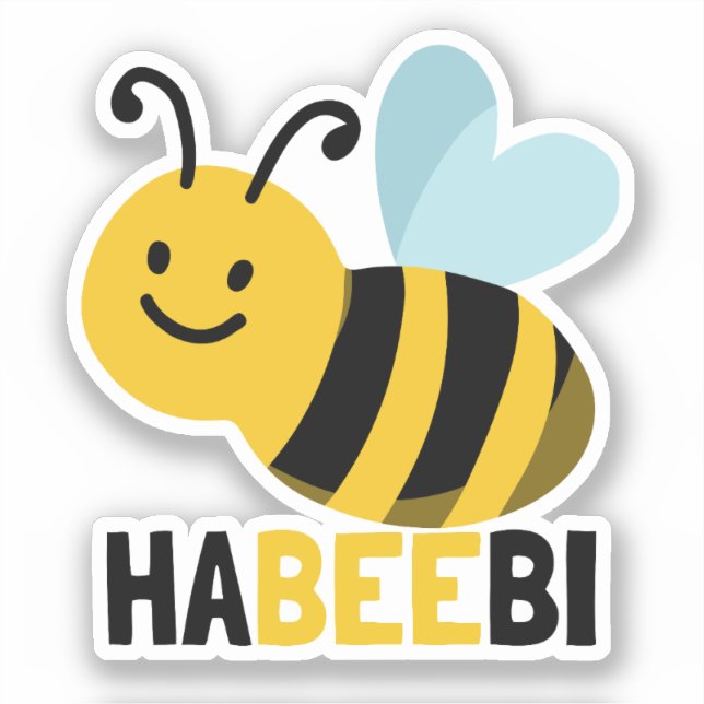 Funny Cute Habeebi Bee Pun Habibi Sticker (Front)