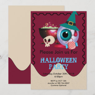 funny cute Halloween element Invitation