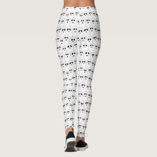 Funny Cute Halloween Ghosts White Patterned Leggings