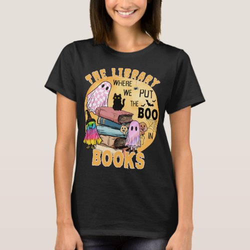Funny Cute Halloween Librarian with Name on Back T_Shirt