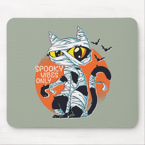 Funny Cute Halloween Mummy Black Cat Lover Mouse Pad
