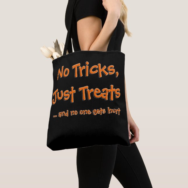 Funny Cute Halloween Quote No Tricks Just Treats Tote Bag (Close Up)