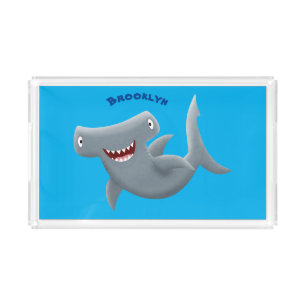 Funny cute Hammerhead shark cartoon Acrylic Tray