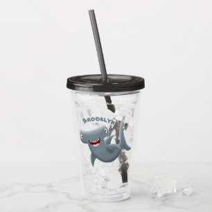 Funny cute Hammerhead shark cartoon Acrylic Tumbler