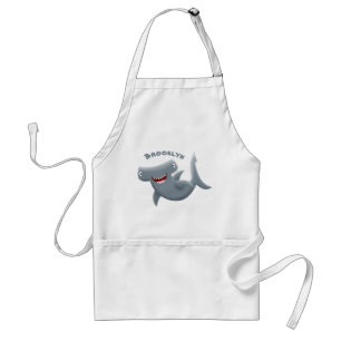 Funny cute Hammerhead shark cartoon Adult Apron