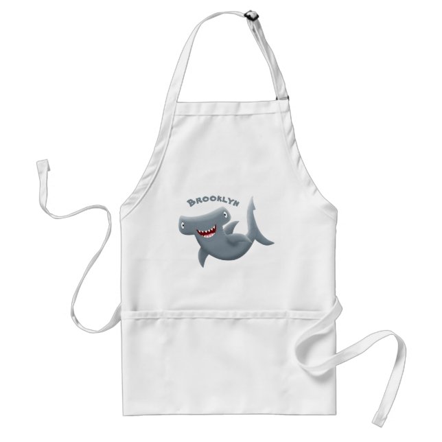 Funny cute Hammerhead shark cartoon Adult Apron (Front)