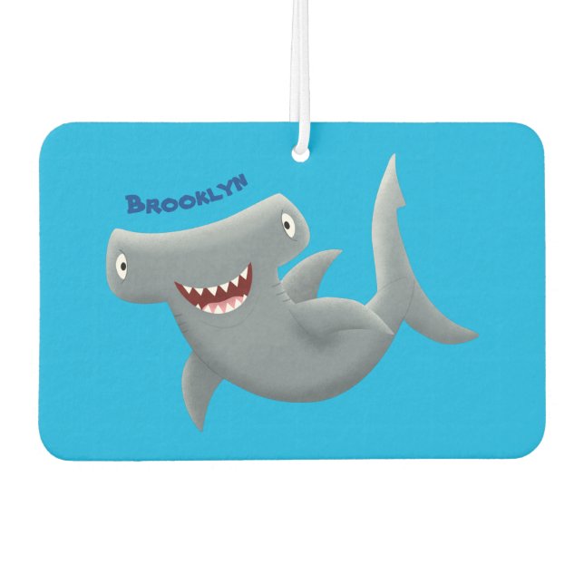 Funny cute Hammerhead shark cartoon Air Freshener (Front)