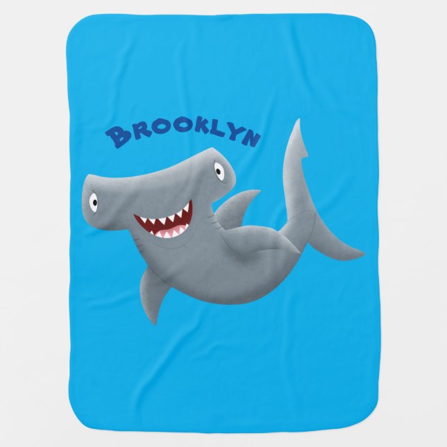 Funny cute Hammerhead shark cartoon Baby Blanket (Front)