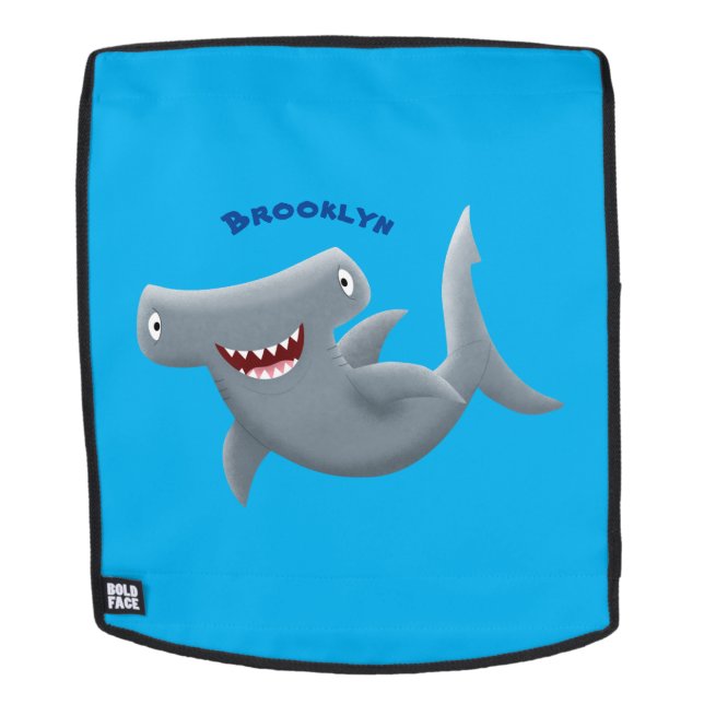 Funny cute Hammerhead shark cartoon Backpack (Removable Face)