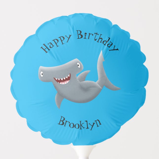 Funny cute Hammerhead shark cartoon Balloon (Front)