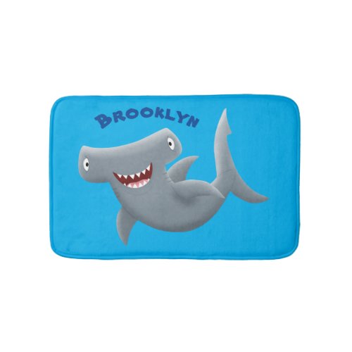 Funny cute Hammerhead shark cartoon Bath Mat