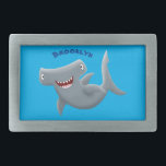 Funny cute Hammerhead shark cartoon Belt Buckle<br><div class="desc">This happy hungry hammerhead shark is on the hunt for his next snack. Drawn in fun cartoon illustration style.</div>