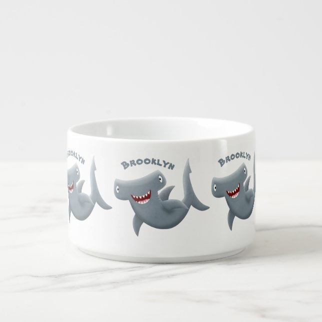 Funny cute Hammerhead shark cartoon  Bowl (Center)