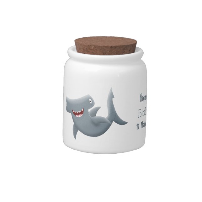 Funny cute Hammerhead shark cartoon  Candy Jar (Left)