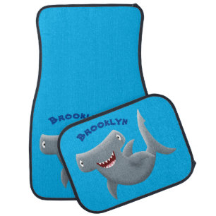 Funny cute Hammerhead shark cartoon Car Floor Mat