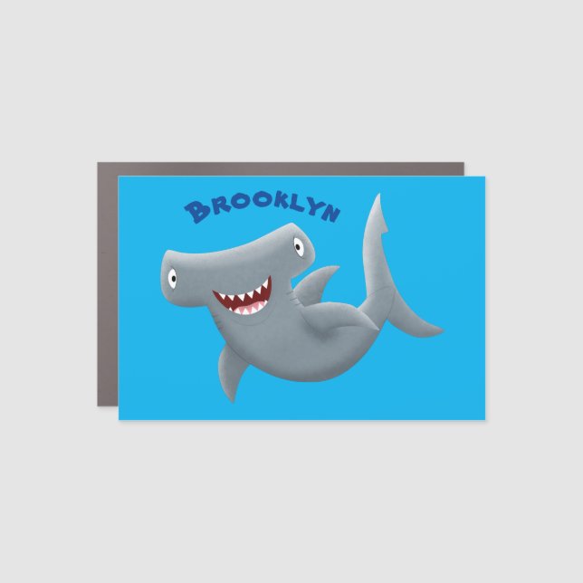 Funny cute Hammerhead shark cartoon Car Magnet (Front)