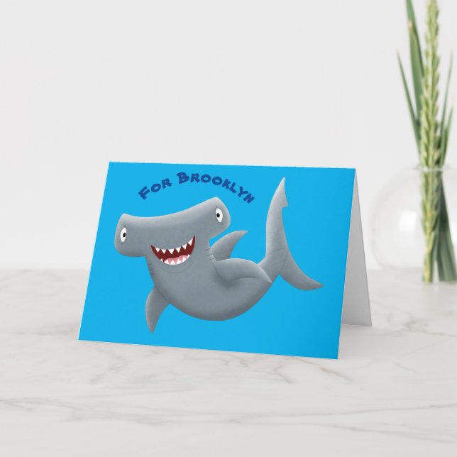 Funny cute Hammerhead shark cartoon  Card (Front)